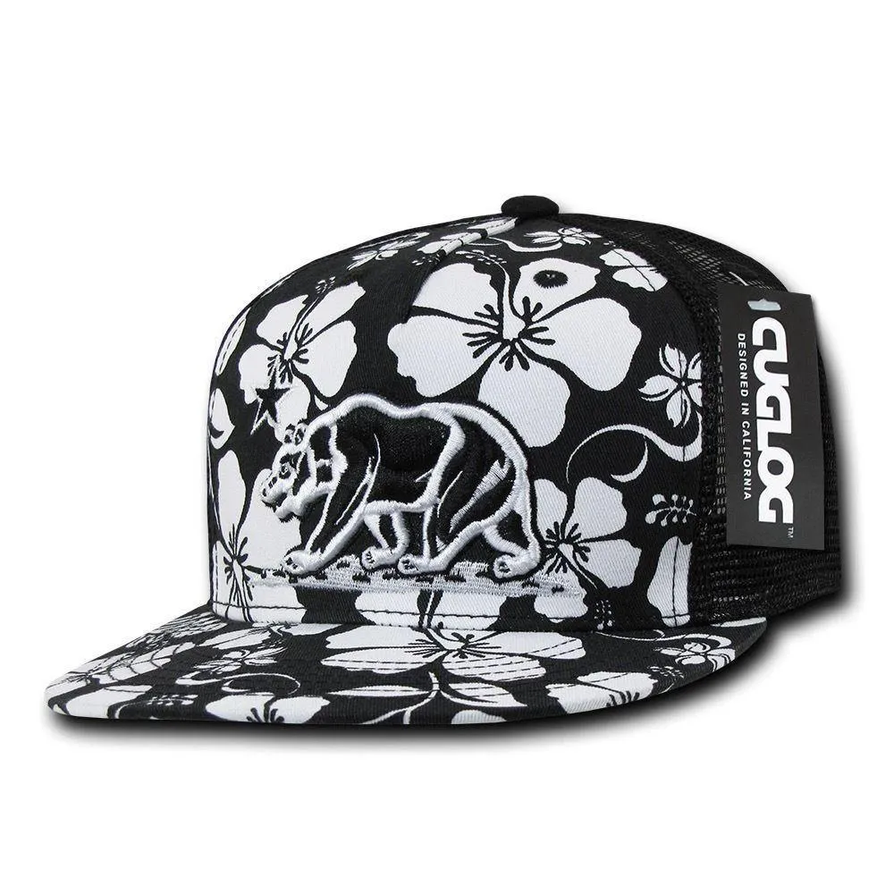 1 Dozen Cuglog 5 Panel California Floral Cali Bear Trucker Caps Hats Wholesale Bulk