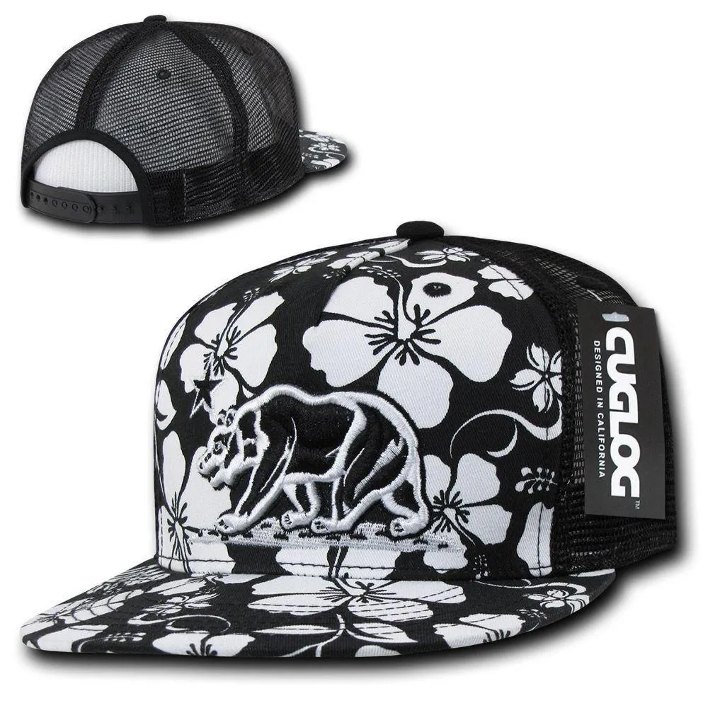 1 Dozen Cuglog 5 Panel California Floral Cali Bear Trucker Caps Hats Wholesale Bulk