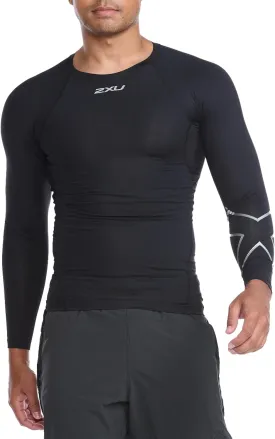 2XU Men's Compression Long Sleeve Top - Enhance Performance and Recovery - Black/Silver