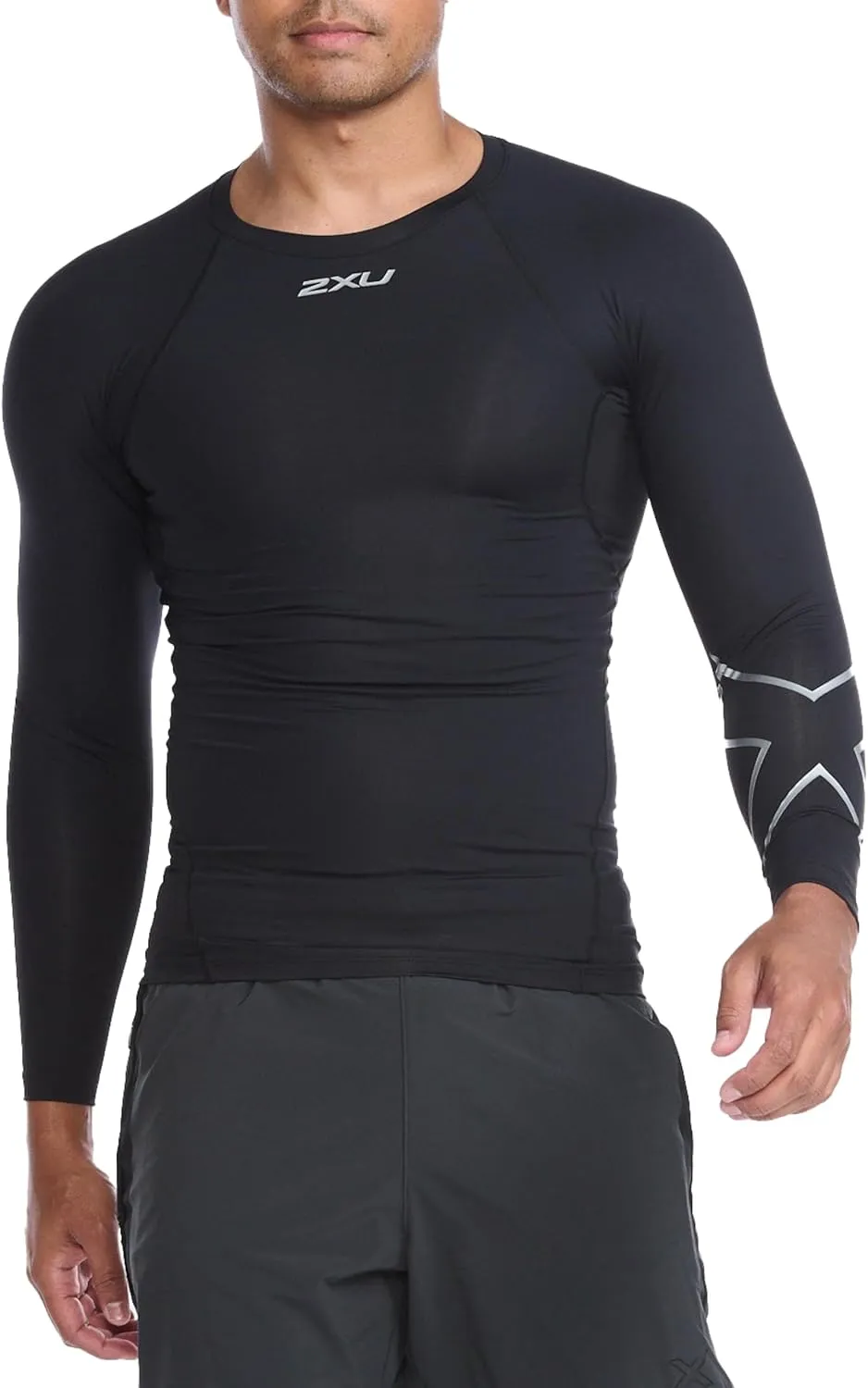 2XU Men's Compression Long Sleeve Top - Enhance Performance and Recovery - Black/Silver