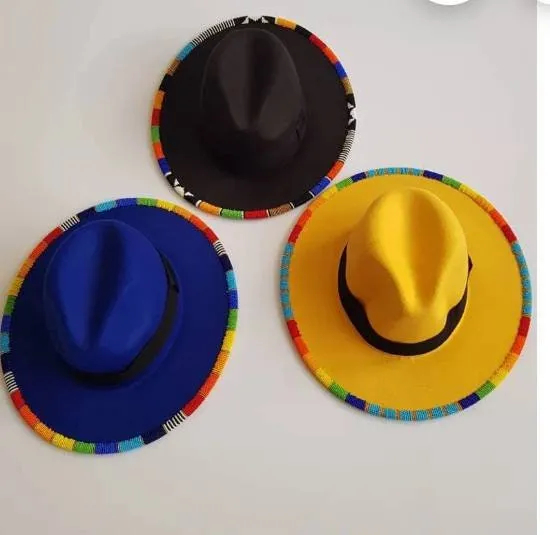 A set of three beaded handmade fedora hats with free shipping world wide