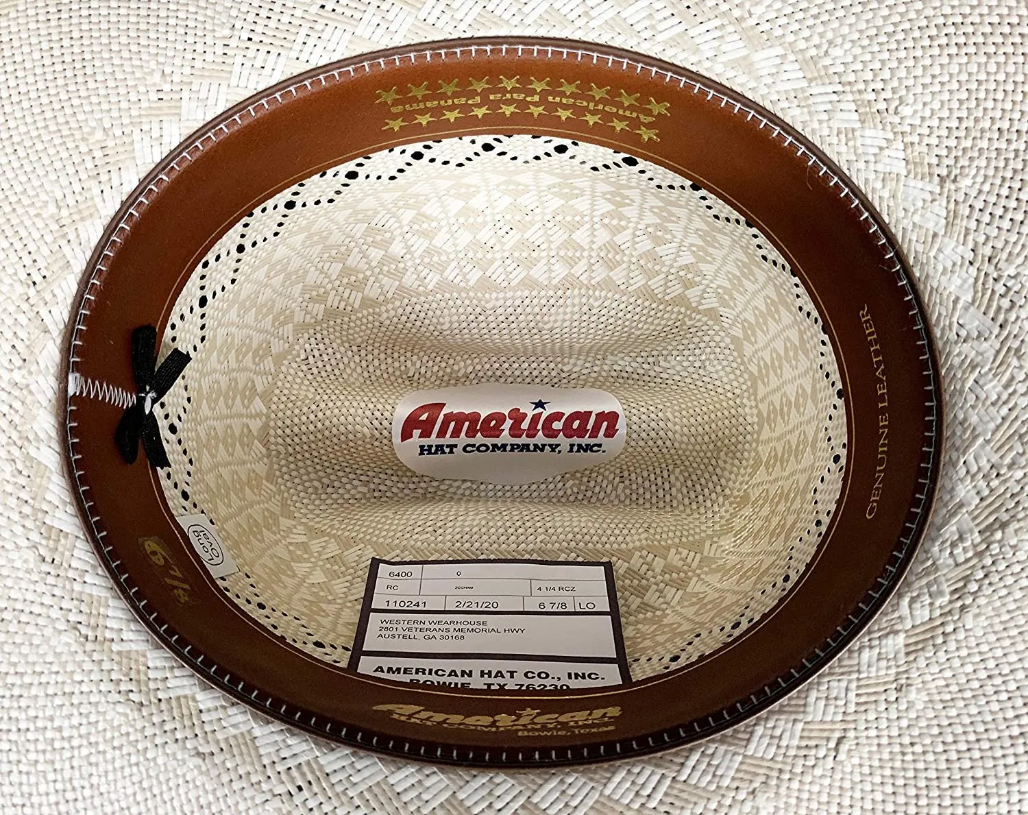 American Hat 6400 Two-Tone Diamond Weave Straw Cowboy Hat, Ivory/Tan