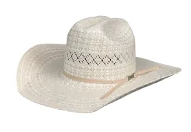 American Hat 6400 Two-Tone Diamond Weave Straw Cowboy Hat, Ivory/Tan