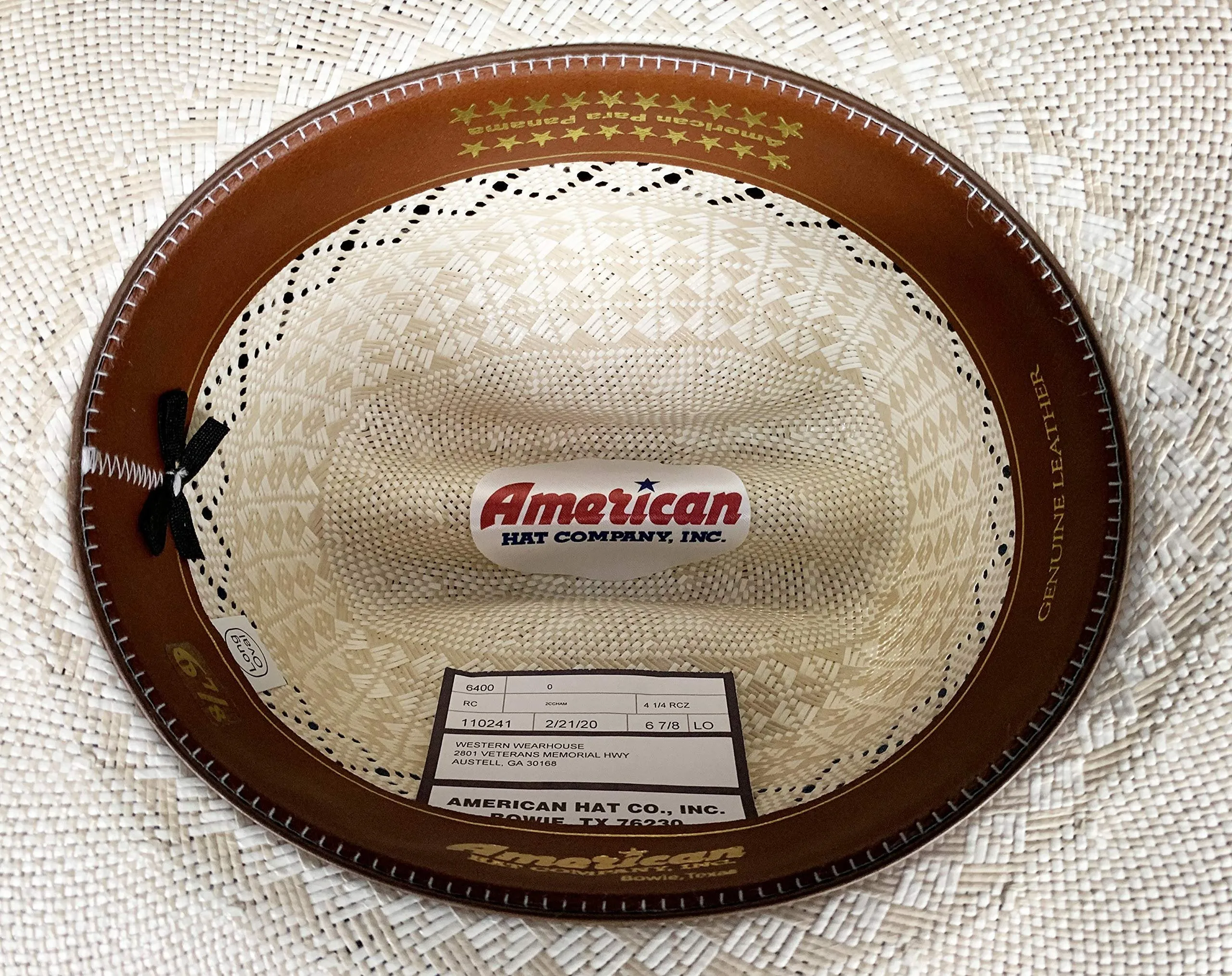 American Hat 6400 Two-Tone Diamond Weave Straw Cowboy Hat, Ivory/Tan