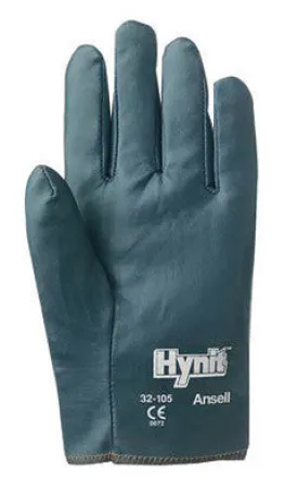 Ansell Size 7 Mens Hynit Medium Duty Multi-Purpose Cut And Abrasion Resistant Blue Nitrile Impregnated Fabric Fully Coated Work Gloves With Interlock Knit Liner And Slip-On Cuff