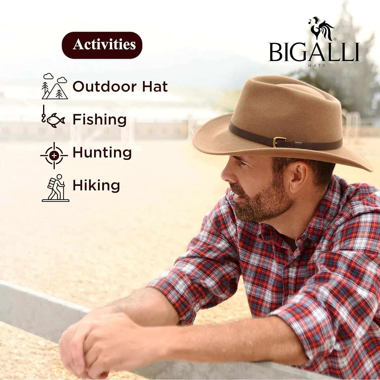 Bigalli Melbourne Wool Felt Fedora Hat for Women/Men Cowboy Hat Crushable Teardrop Winter Fall Hat | Mens Safari Hat
