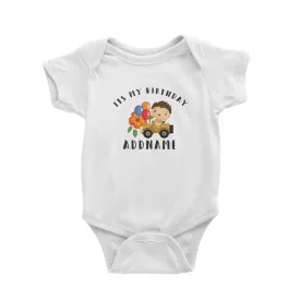 Birthday Safari Explorer Boy Driving Jeep Car It's My Birthday Addname Baby Romper