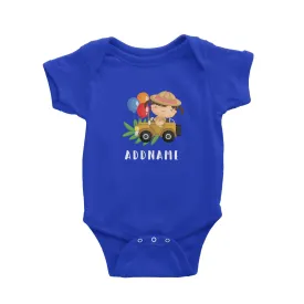 Birthday Safari Explorer Girl Driving Jeep Car Addname Baby Romper