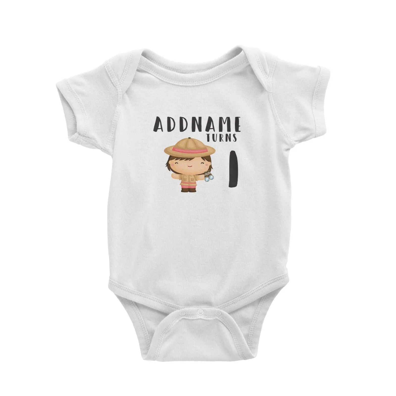 Birthday Safari Little Explorer Baby Girl Addname Turns 1 Baby Romper
