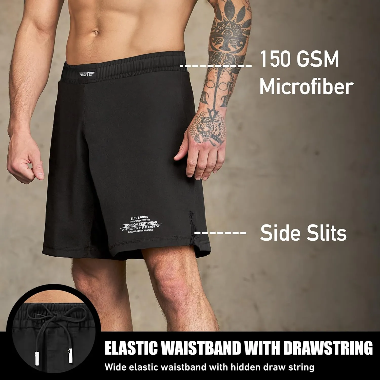 BJJ Shorts for Men  MMA Fight Shorts, No Gi, Jiu Jitsu, Grappling, Boxing, Kickboxing, Cage Fighting, UFC Training Shorts