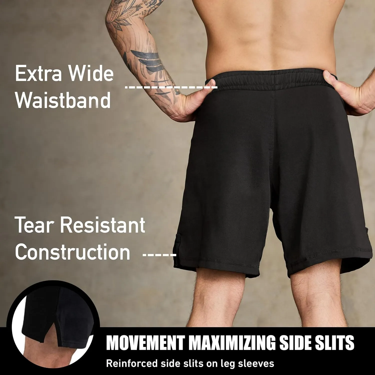 BJJ Shorts for Men  MMA Fight Shorts, No Gi, Jiu Jitsu, Grappling, Boxing, Kickboxing, Cage Fighting, UFC Training Shorts