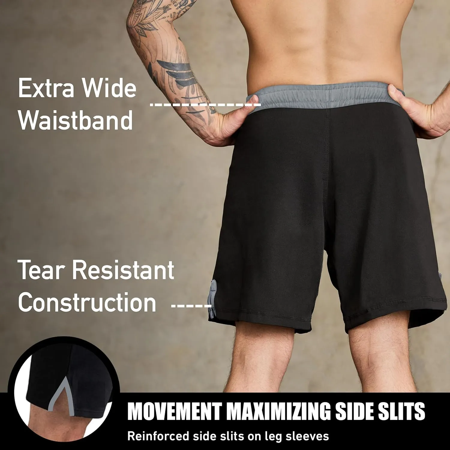 BJJ Shorts for Men  MMA Fight Shorts, No Gi, Jiu Jitsu, Grappling, Boxing, Kickboxing, Cage Fighting, UFC Training Shorts