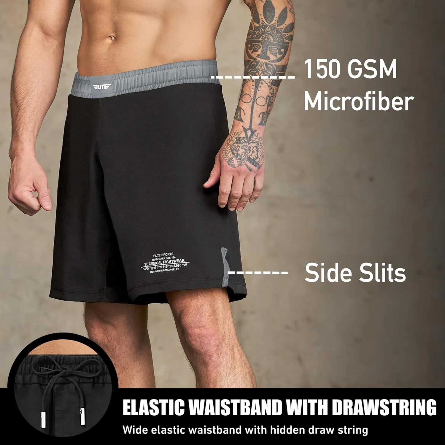 BJJ Shorts for Men  MMA Fight Shorts, No Gi, Jiu Jitsu, Grappling, Boxing, Kickboxing, Cage Fighting, UFC Training Shorts