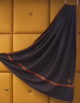 black purple XL embroidery pashmina shawl 9013