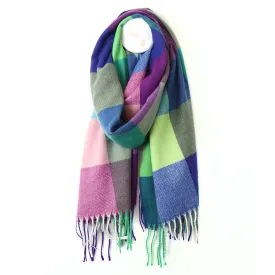 Block Check Scarf | Blue & Green