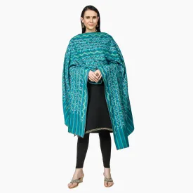 Cashmere Pashmina Shawl Embroidered (Green Stripes)