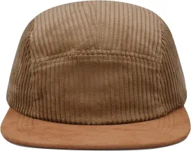 CLAPE 5 Panel Baseball Cap, Breathable Moisture-Wicking Corduroy Flat Brim Snapback Trucker Hat Adjustable Vintage Dad Hat