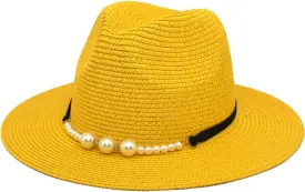Classic Fedora Hat Two Tone Flat Top Hat with Band Wide Brim Pork Pie Hat Adjustable Patchwork Colors Panama Hat