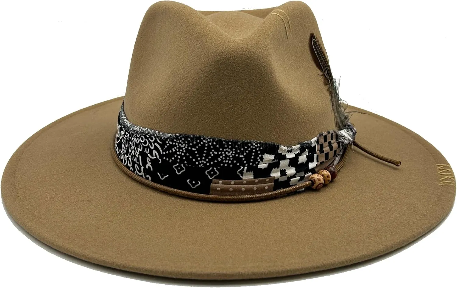 Classic Wide Brim Fedora Hat for Women Man Floppy Panama Hat Western Felt Outdoor Hat with Band Sun Protection