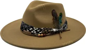 Classic Wide Brim Fedora Hat for Women Man Floppy Panama Hat Western Felt Outdoor Hat with Band Sun Protection