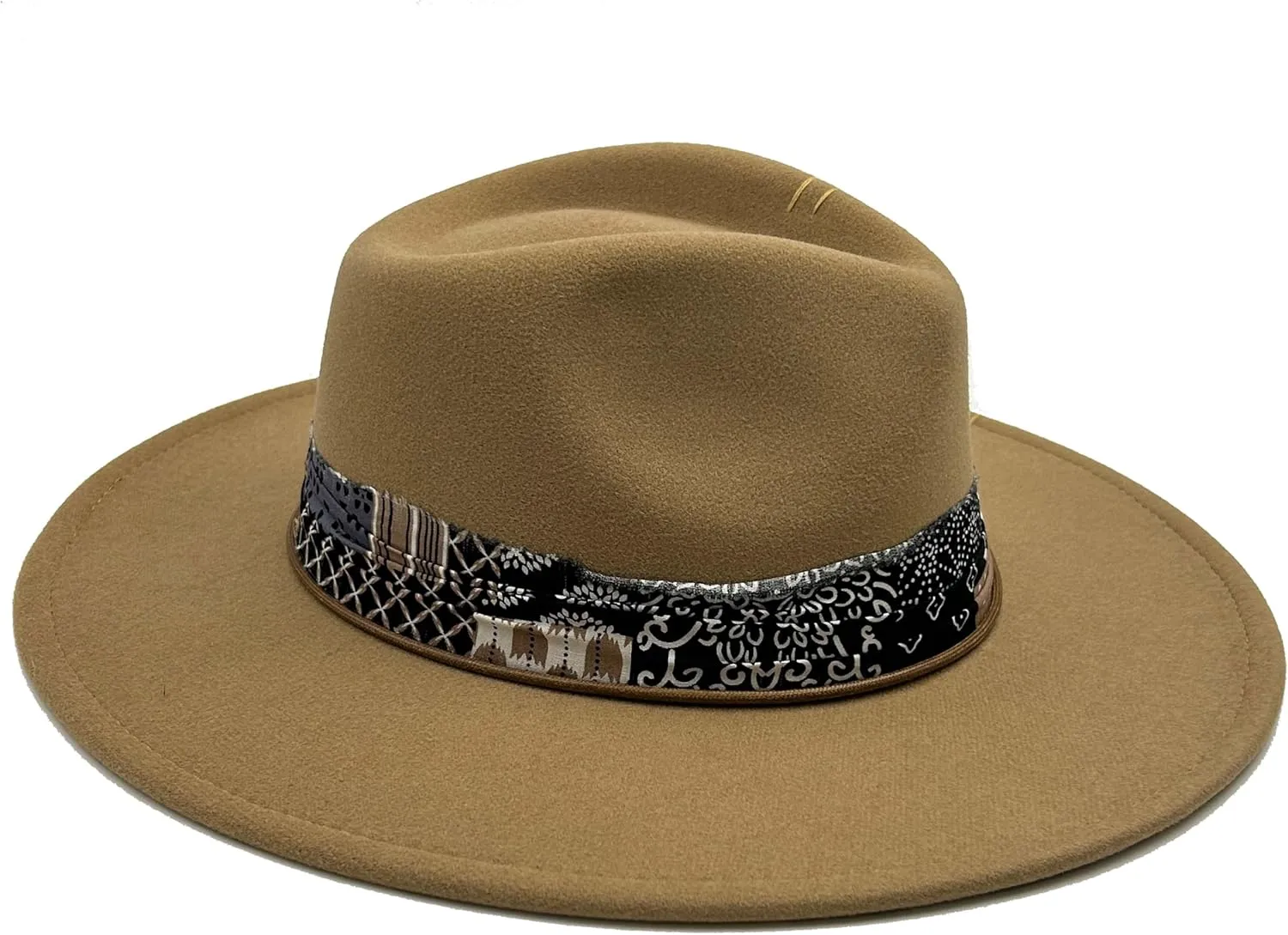 Classic Wide Brim Fedora Hat for Women Man Floppy Panama Hat Western Felt Outdoor Hat with Band Sun Protection