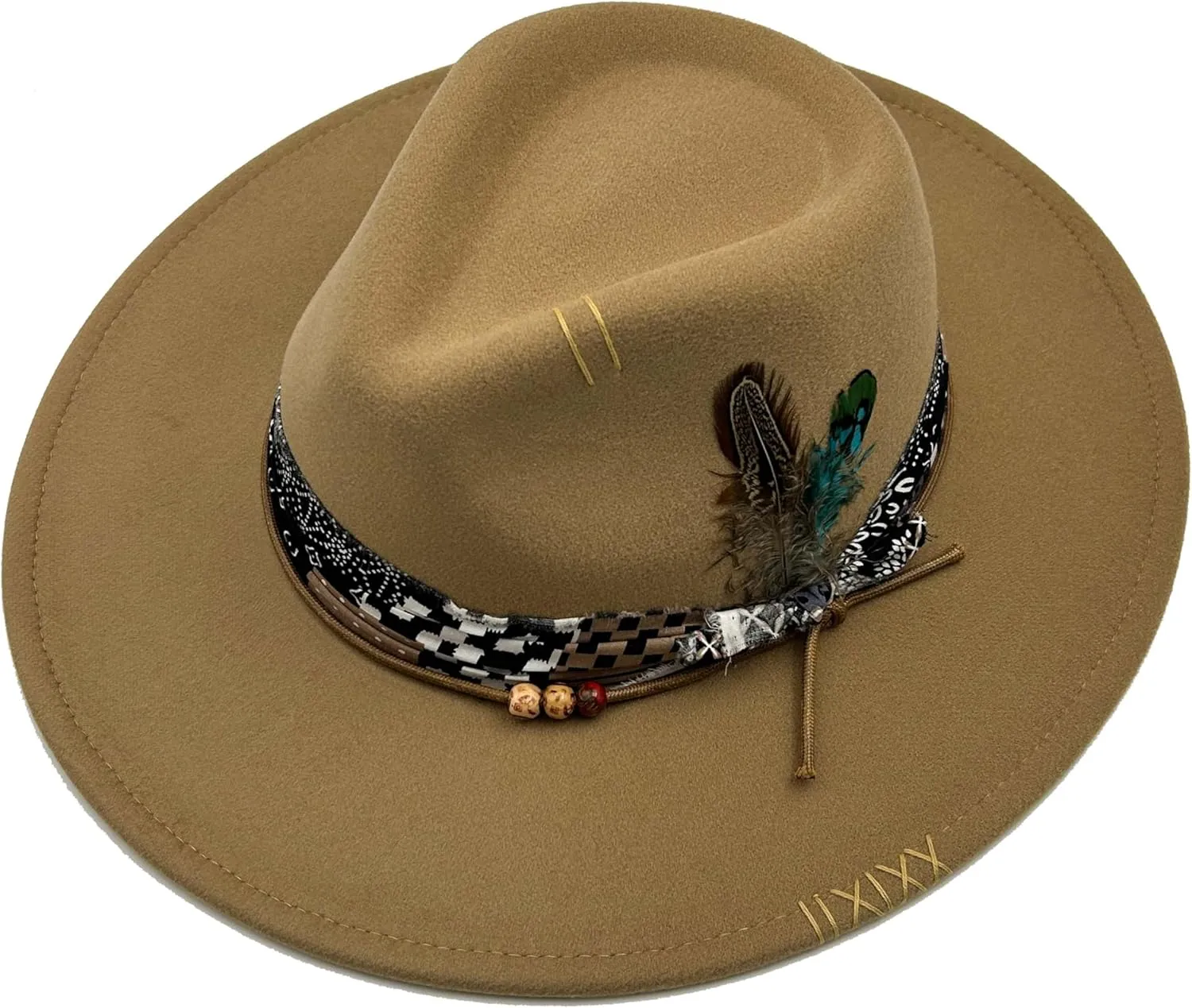 Classic Wide Brim Fedora Hat for Women Man Floppy Panama Hat Western Felt Outdoor Hat with Band Sun Protection
