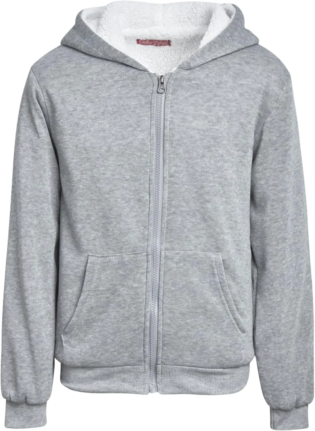 Coney Island Girls Hoodie - Cozy Soft Fleece Sherpa Lined Zip Up Hoodie Sweatshirt for Girls (Sizes Run Small: 4-16)