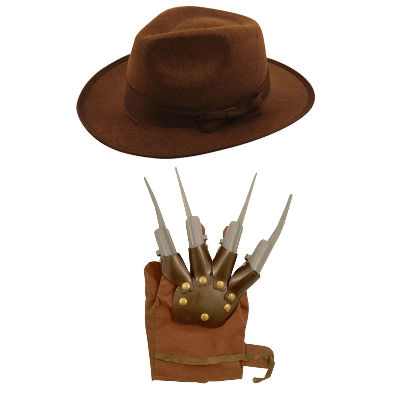 Explorer Hat Brown Claw Hand Glove Freddy Style Kids Boys Halloween Fancy Dress Party Explorer Costume Set