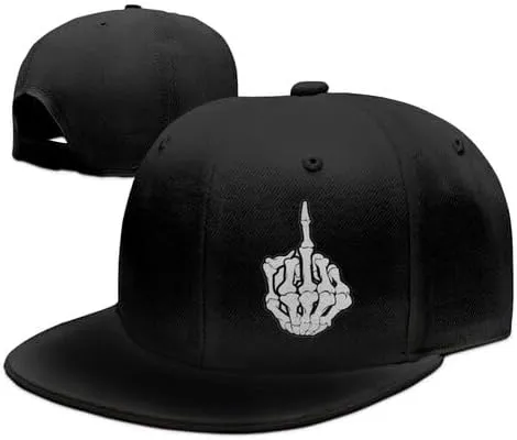 Flat Bill Hats for Men Snapback Baseball Cap Adjustable Embroidered Skeleton Hand Hat for Teen Boys Birthday Gifts