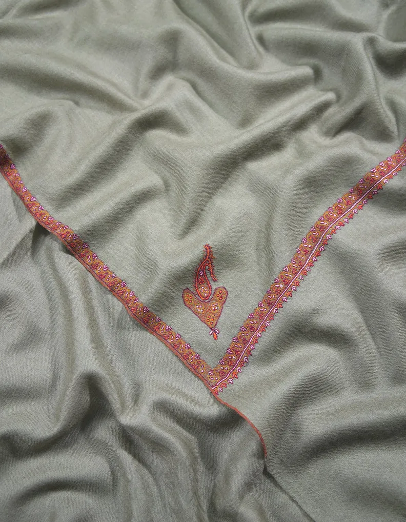 flaxen ecru XL embroidery pashmina shawl 9014