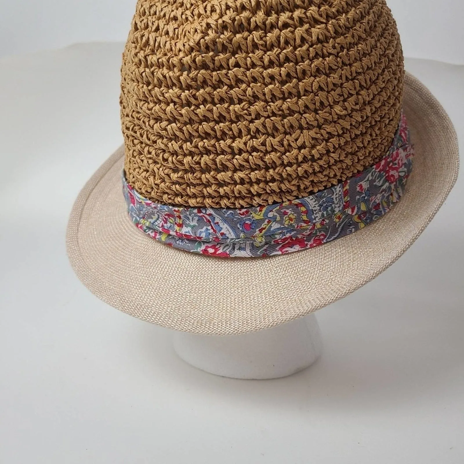 Floral Wicker Fedora Hat
