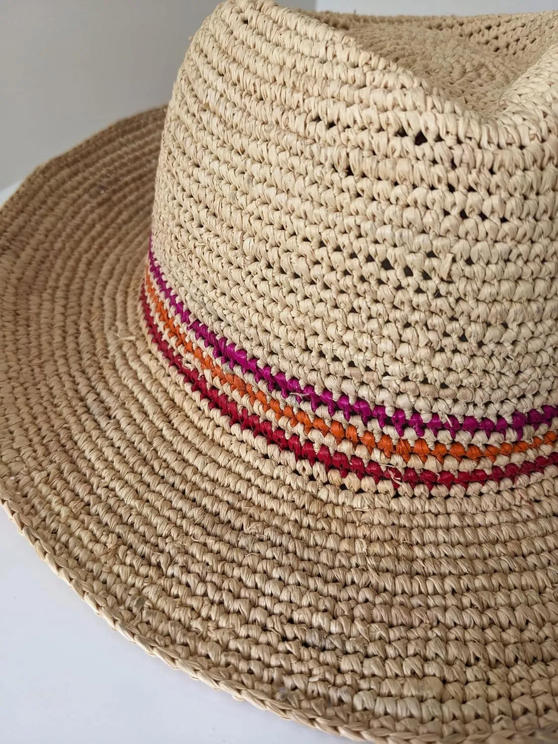 Frost Crocheted Raffia Fedora Sun Hat, Unisex, Made in Madagascar
