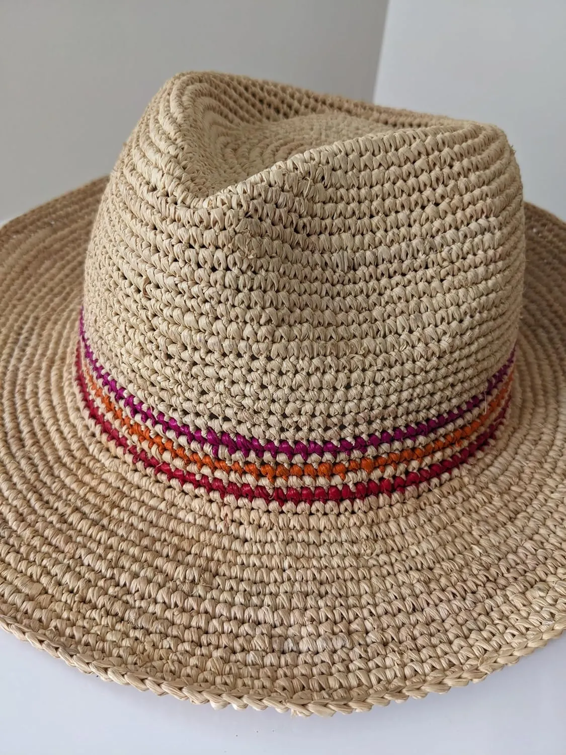 Frost Crocheted Raffia Fedora Sun Hat, Unisex, Made in Madagascar