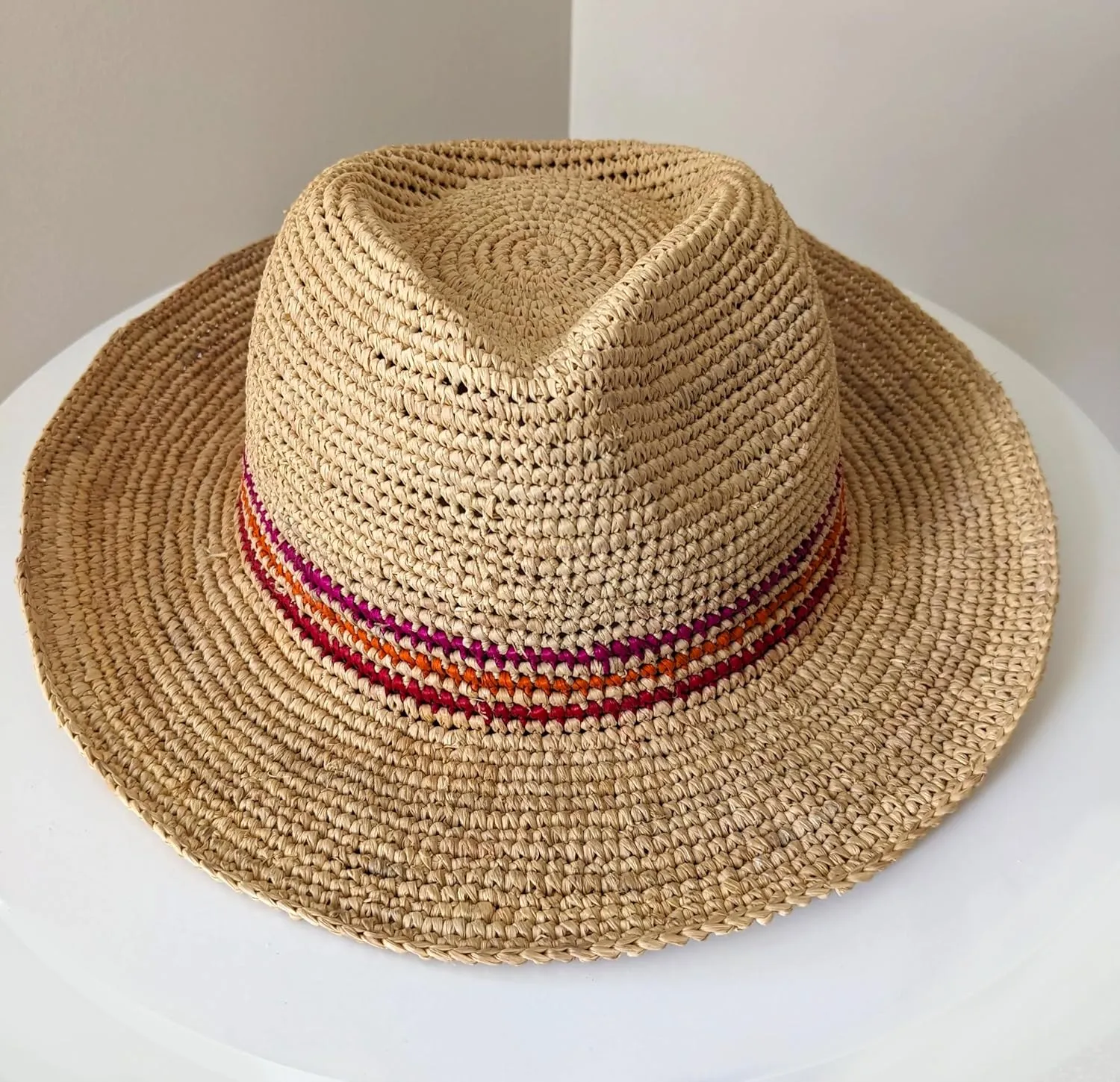 Frost Crocheted Raffia Fedora Sun Hat, Unisex, Made in Madagascar