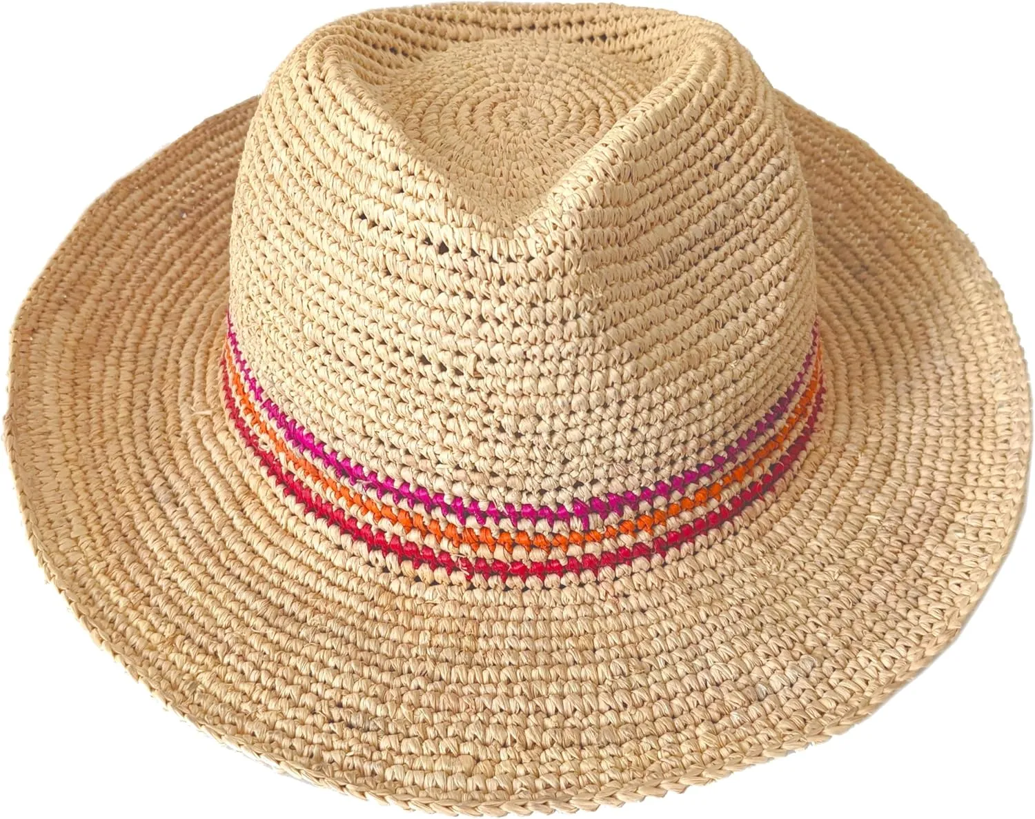 Frost Crocheted Raffia Fedora Sun Hat, Unisex, Made in Madagascar