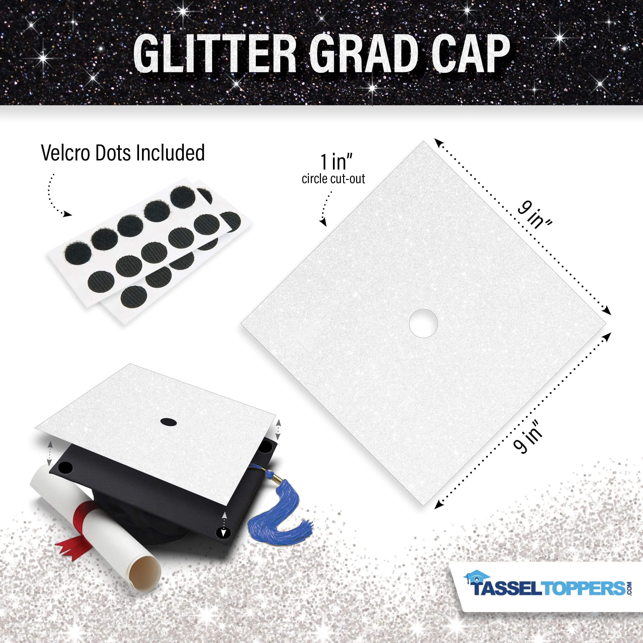 Glitter Heavyweight Premium Construction Card Stock for Grad Caps, 5 Sheets, DIY Grad Cap Decorations