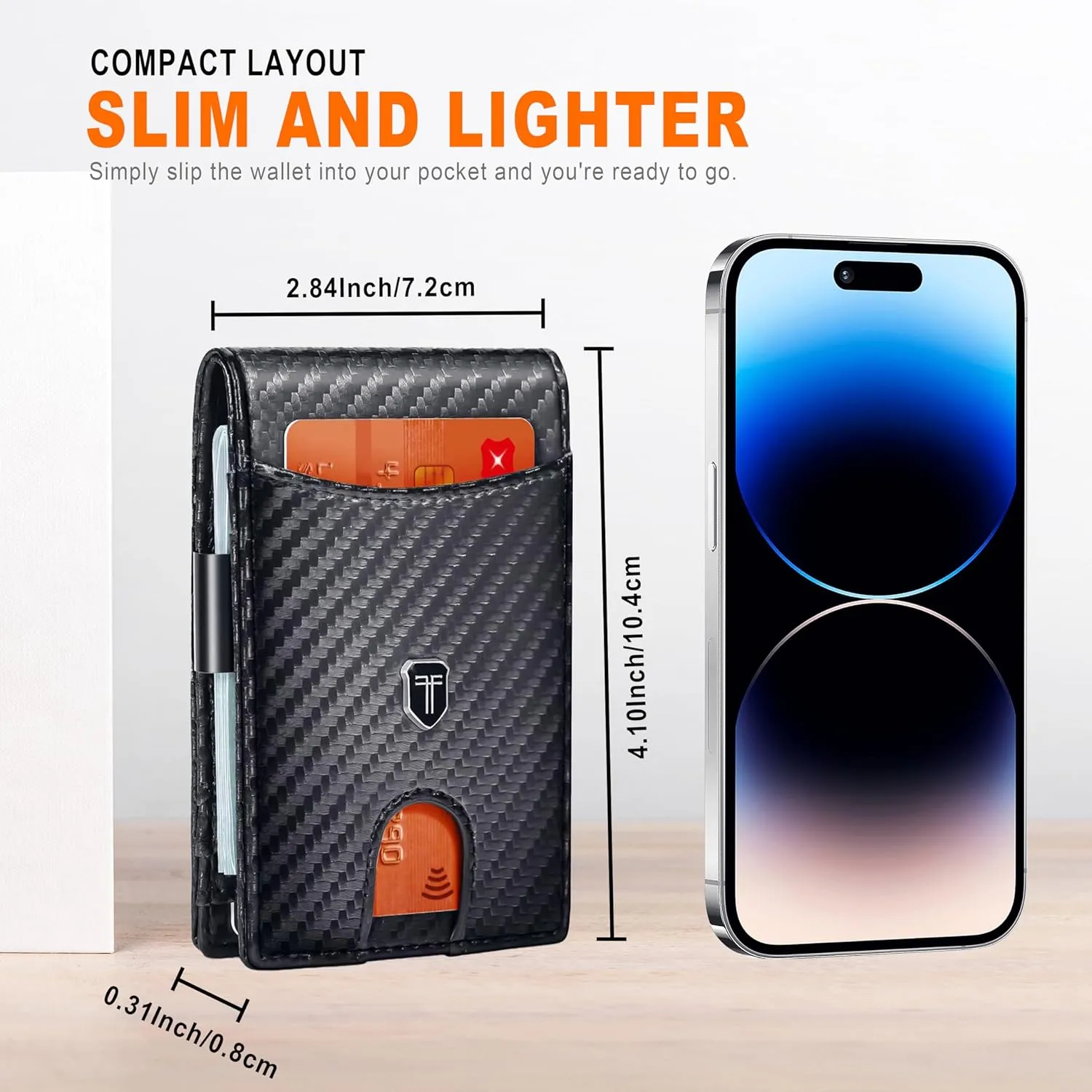 Gostwo Slim Wallet for Men Minimalist Front Pocket Bifold Wallet ID Window Card Case with Money Clip Thin Credit Card Holder