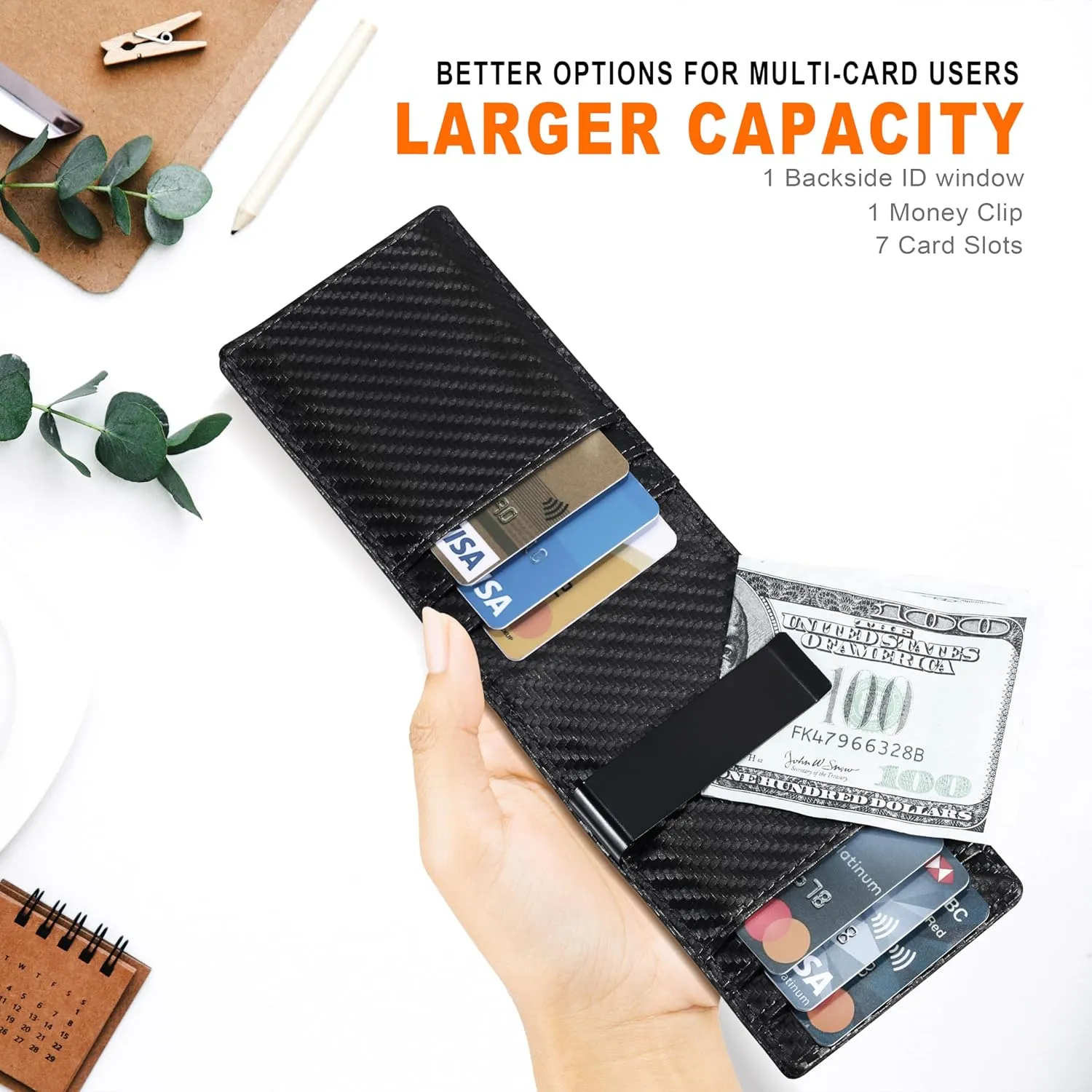 Gostwo Slim Wallet for Men Minimalist Front Pocket Bifold Wallet ID Window Card Case with Money Clip Thin Credit Card Holder
