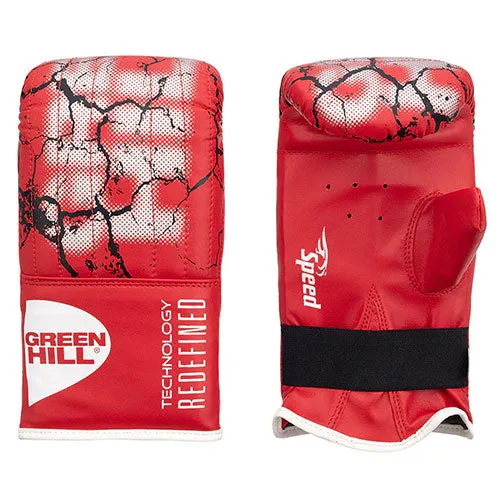 GREENHILL SPEED TRAINING BAG GLOVES MITTS FULL THUMB ELASTIC CLOSURE S-XL Red