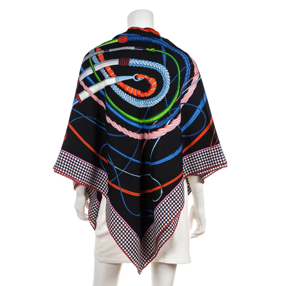 Hermes Black & Multicolor Cashmere Fouets et Badines Shawl 140