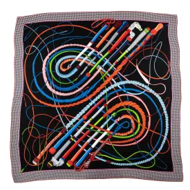 Hermes Black & Multicolor Cashmere Fouets et Badines Shawl 140