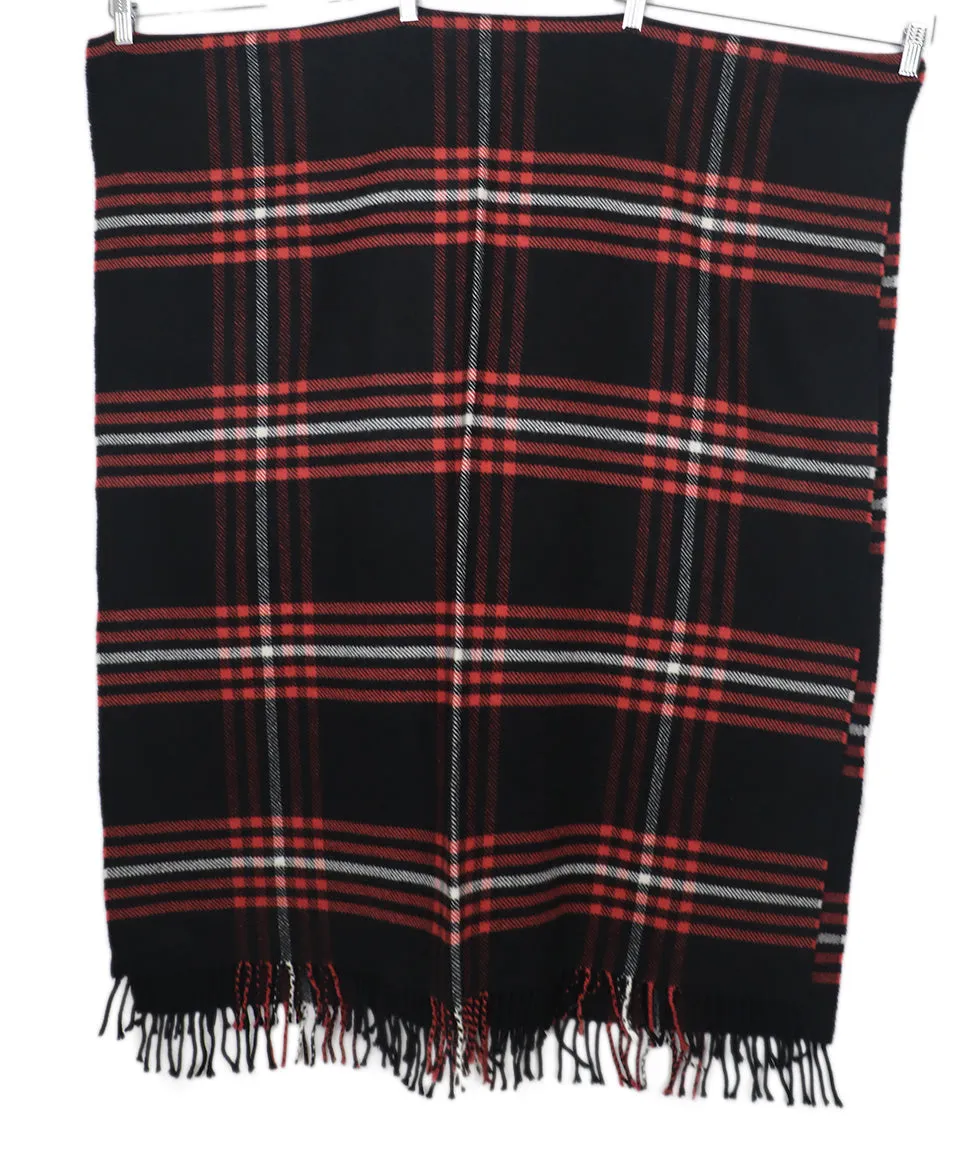 Hermes Black & Orange Plaid Shawl