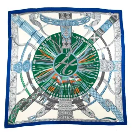 Hermes Blue & Green Cashmere Ceintures et Liens Shawl 140