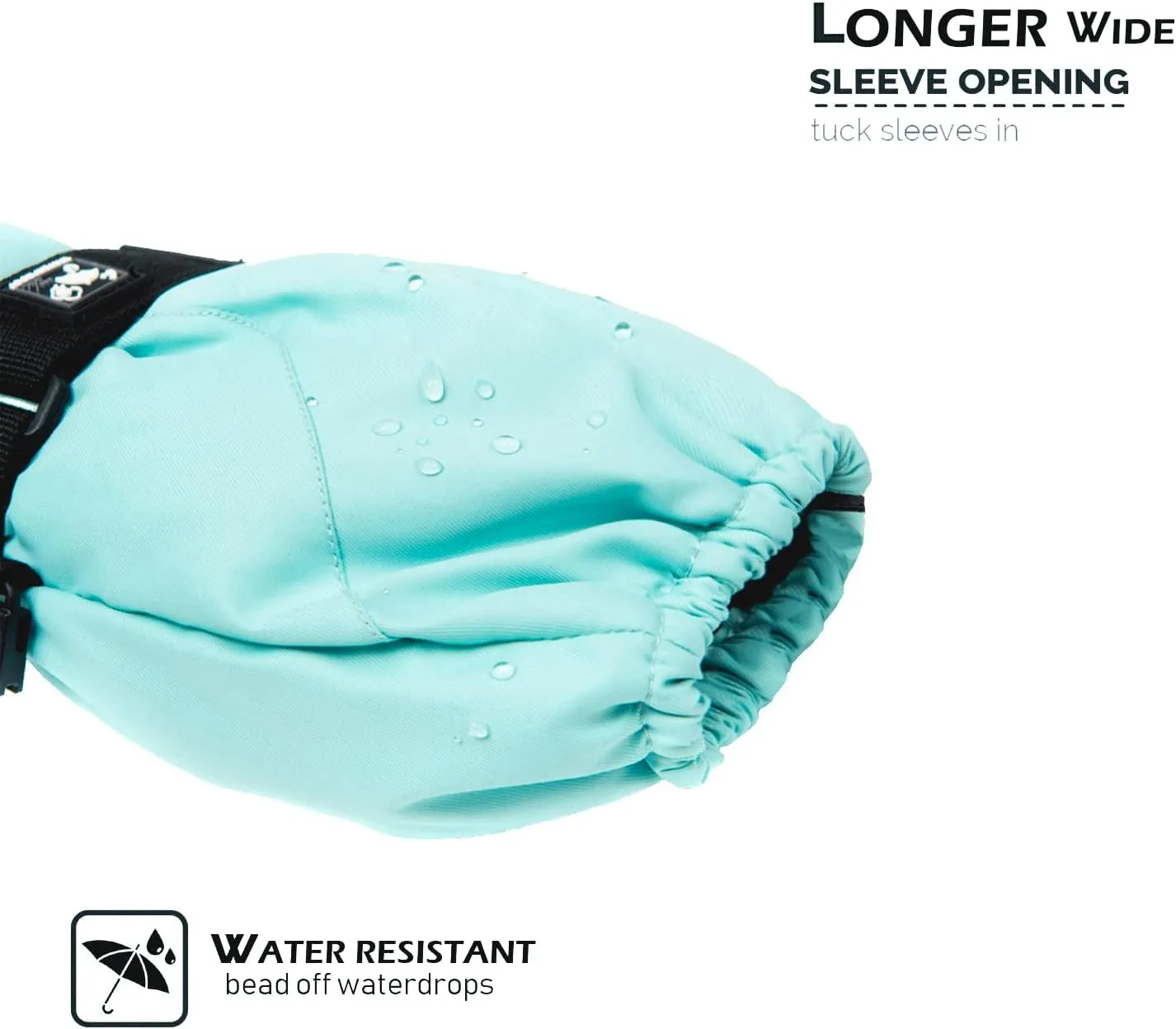 HIGHCAMP Kids Long Cuff Winter Gloves with Stay-on Strap Waterproof Mittens for Toddler Children Snow Ski