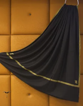 jet black XL embroidery pashmina shawl 9019