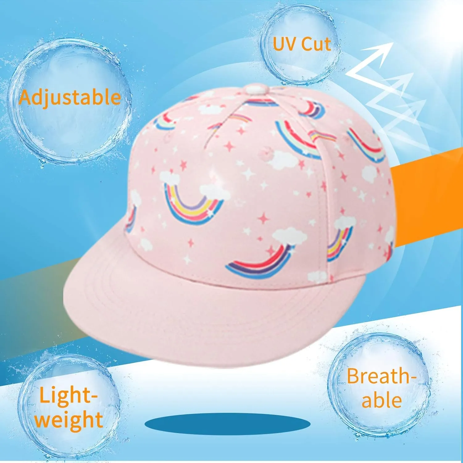 Kids Boy Girl Baseball Cap Baby Sun Hat Adjustable Toddler Trucker Hats with Flat Brim for Summer Outdoor