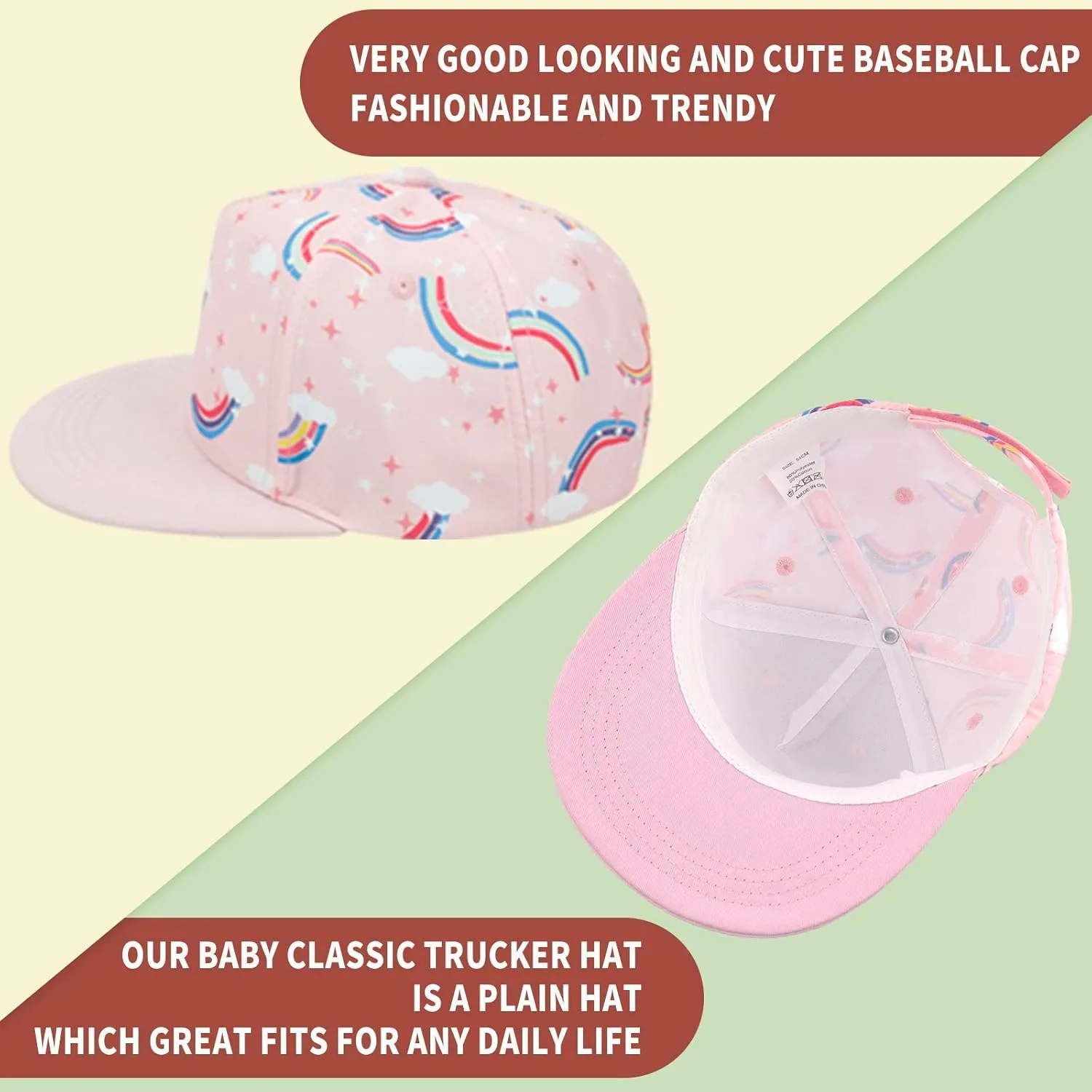 Kids Boy Girl Baseball Cap Baby Sun Hat Adjustable Toddler Trucker Hats with Flat Brim for Summer Outdoor