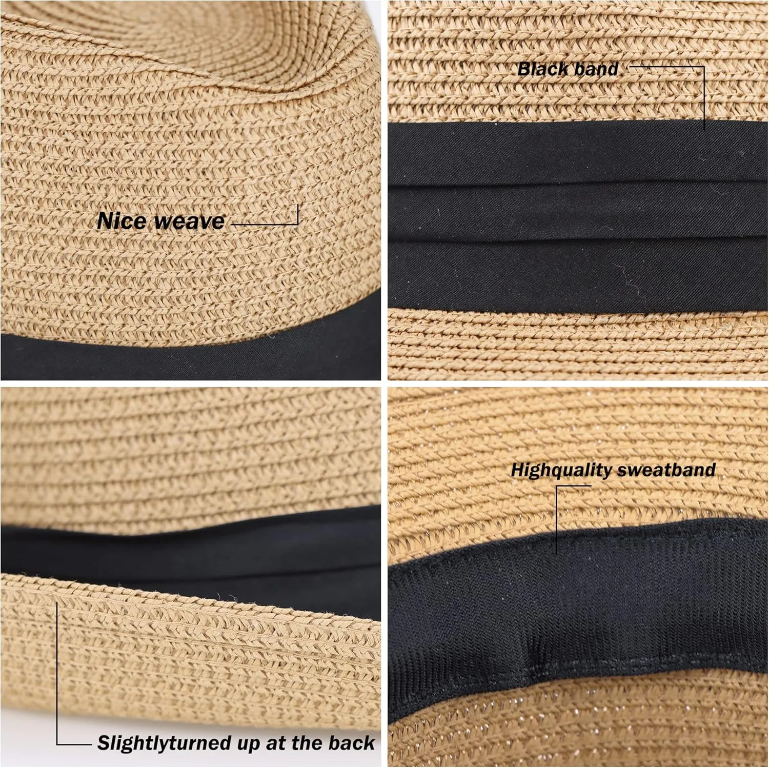 Kids Fedora-Sun-Hat Short Brim Trilby Summer Beach Straw Hat for Boys Girls (for 3-5Y, 5-7Y)