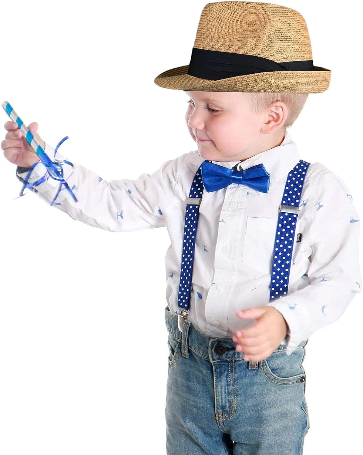 Kids Fedora-Sun-Hat Short Brim Trilby Summer Beach Straw Hat for Boys Girls (for 3-5Y, 5-7Y)