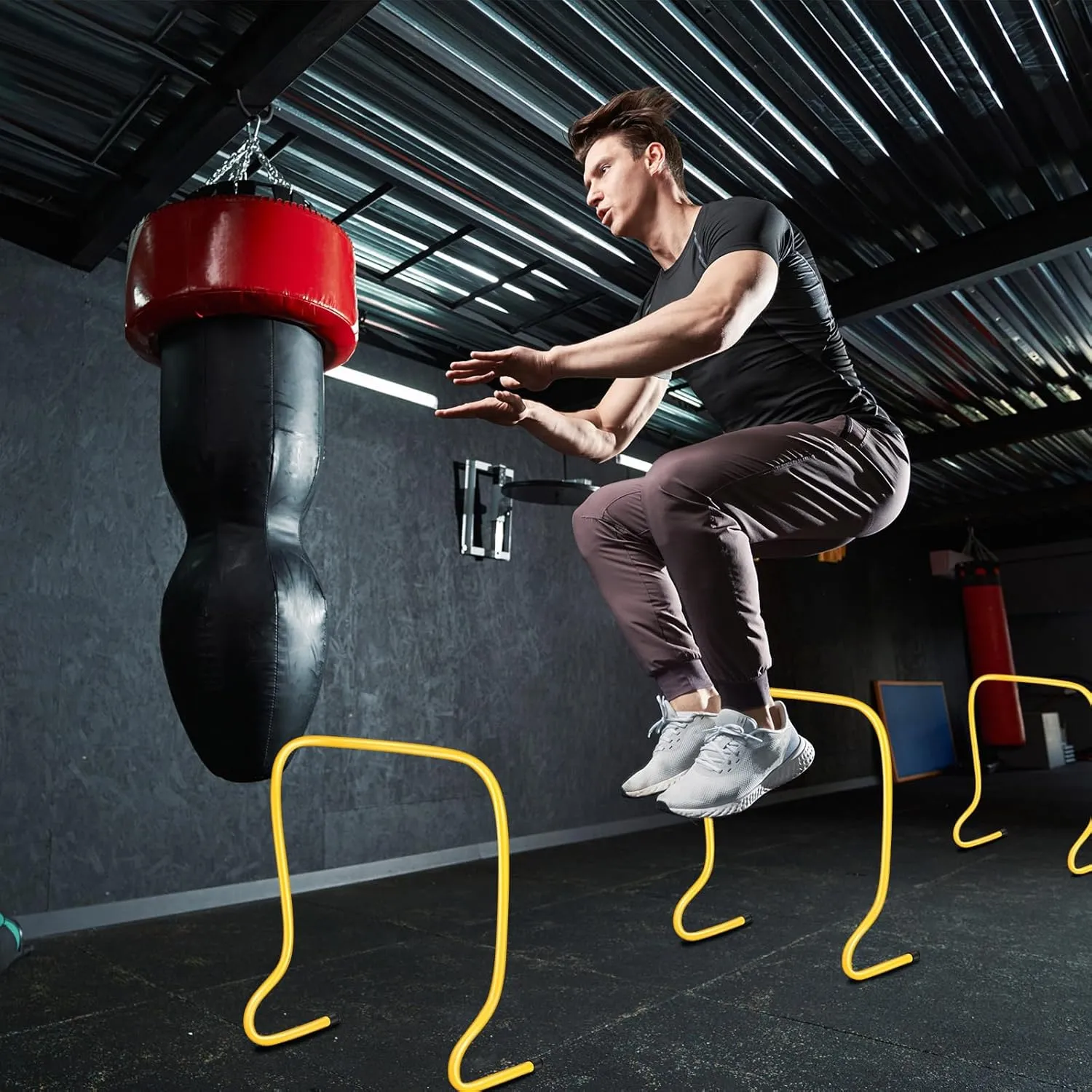 Leyndo 6 Pcs Plyo Hurdles Training Equipment Practice Speed Hurdles Training Track Agility Soccer Football Basketball Baseball Plyometric for Kids Athletes Indoor Outdoor Sports